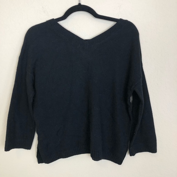 New Madewell Double-V Pullover Knit Sweater in True Black XXS - Picture 7 of 10